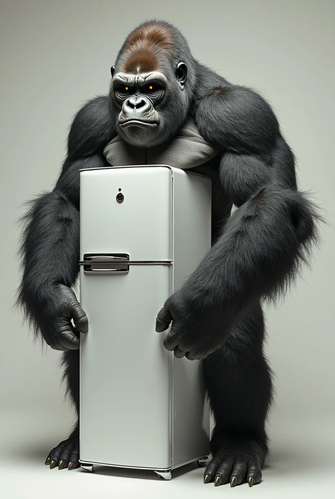 An anthropomorpic gorilla wearing an apron working at a cafe