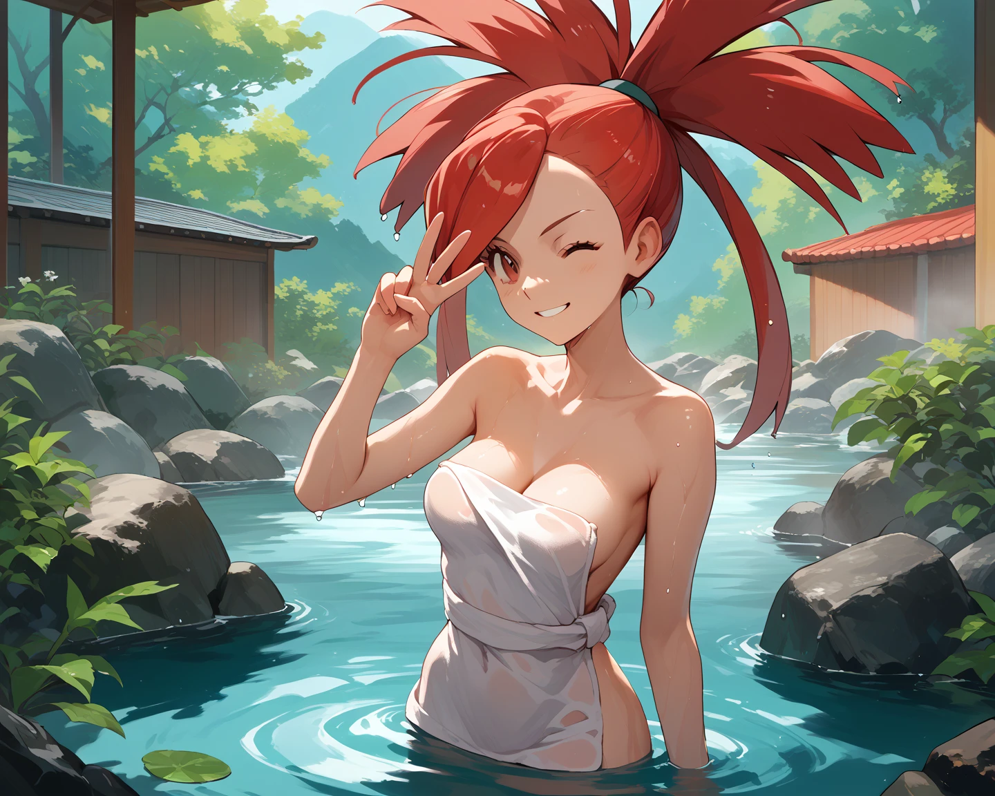 (NSFW, lewd:1.4), (masterpiece:1.4), (best quality:1.4), (ultra-detailed:1.2), perfect eyes, perfect face, curvy, (squatting:1.4), spread legs, stick out pussy, ( hands on own knees:1.5), (masturbation:1.4), sex toy, (dildo:1.2), (cum on body:1.5), (projectile cum:1.2), (excessive cum:1.5), (pussy cum:1.2), (cum in anus:1.2), (facial:1.6), (ecstasy:1.6), (slut:1.4), (vulgarity:1.4), (fucked silly:1.5), (trembling:1.4), wince, (onsen:1.4), , (femaleranma, braided ponytail:1.5),