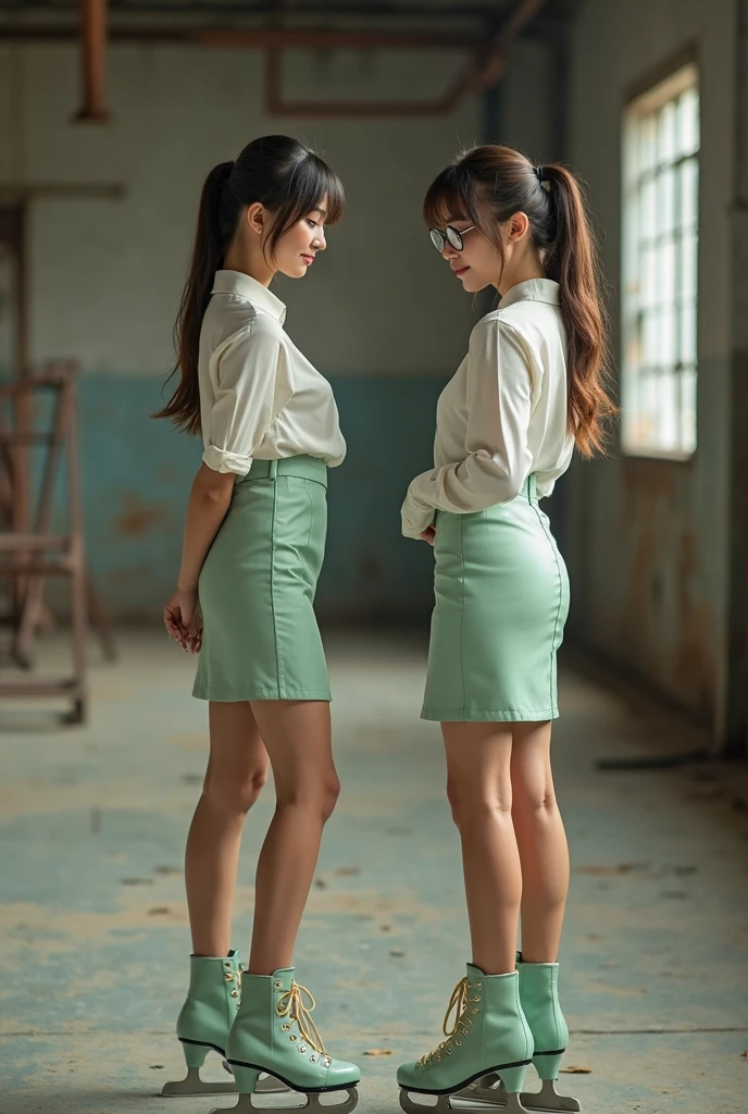 Beautiful indian girl in short sexy japanese school dress and heels having sex