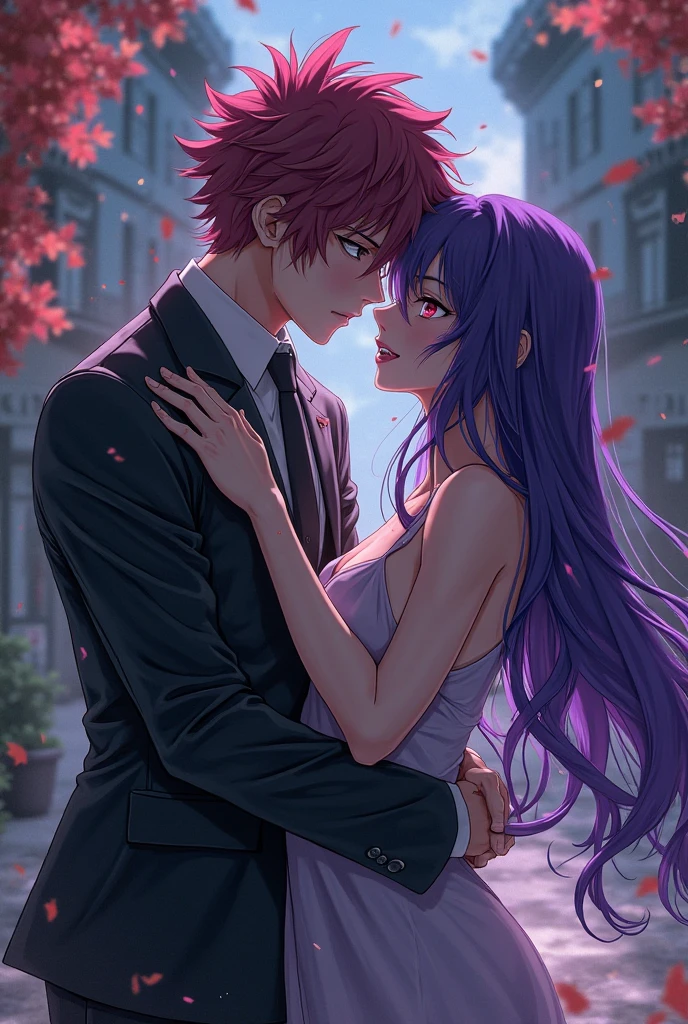 Style de l’anime my hero academia. Shigaraki Tomura from my hero academia in a relationship with a female anti-hero with long wavy purple hair and silver eyes