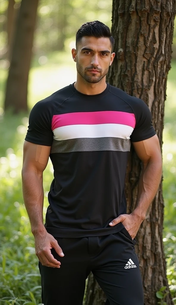 A man in Indian LUX VENUS undervest and LUX Classio black underwear make full body photograph black underwear with one boyfriend in undervest and were black trunk underwear