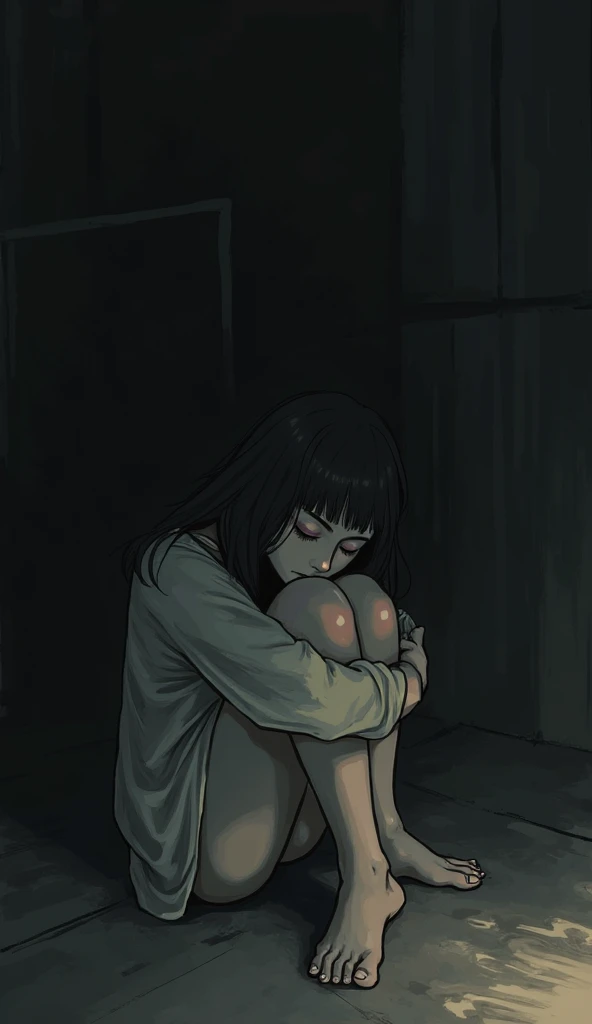 masterpiece, best quality, sweat,sadako_yamamura,  <lora:Sadakobest:0.9>, 1girl, solo, beautiful lighting,<lora:DiscoElysiumStyle_v1:1>,zaum, elysiumchar, portrait,  8k, oil painting, soft lighting, simple colorful background  background, orange background,
