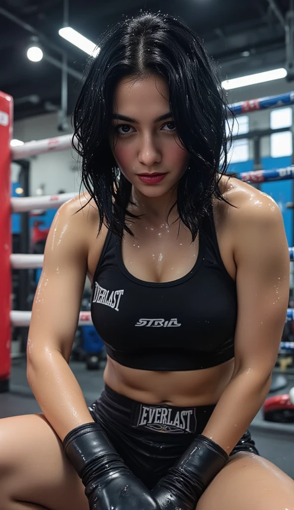 [[((young attractive Singaporean woman with strong Chinese Asian influence, a brown tanned complexion, long straight dark black hair, striking almond-shaped dark brown eyes, and a frame:1.6)), ((Sophie Tan:1.5)), performing a challenging workout in a modern gym setting in Singapore. She is wearing a ((see-through white gym outfit that is visibly wet from sweat, consisting of a sports bra and shorts with no bra underneath:1.4)). Her accessories include a fitness tracker and a towel draped around her neck. The scene is captured with a ((full-frame DSLR:1.4)) using a ((50mm prime lens:1.4)) for a close-up, action-oriented perspective. Professional lighting enhances her natural features and the reflective quality of her outfit. The image should be in ((UHD resolution:1.5)) with ((hyper-realistic detail:1.6)), focusing on the intricate details of her outfit, her muscular build, and the modern gym environment. The overall vibe is dynamic, with a blend of fitness and fashion, creating a stunning, visually captivating effect.]]
