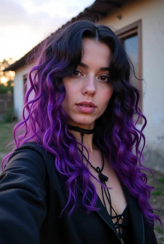 <lora:k4typ3rry:0.9>, a Realistic portrait of k4typ3rry woman, 1girl, solo, long hair, looking at viewer, simple background, black hair, dress, jewelry, purple hair, sleeveless, black dress, bracelet, lips, head tilt, realistic, professional Photography, Photorealistic, detailed eyes, RAW, analog, sharp focus, 8k, HD, DSLR, high quality, Fujifilm XT3, film grain, award winning, masterpiece