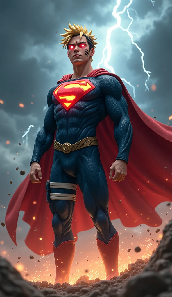 (8k, RAW photo, best quality, masterpiece: 1.2), ultra detailed, official art, photo-realistic: 1.37, top body photo, DC Cyborg Superman, furious, grain of film, action pose