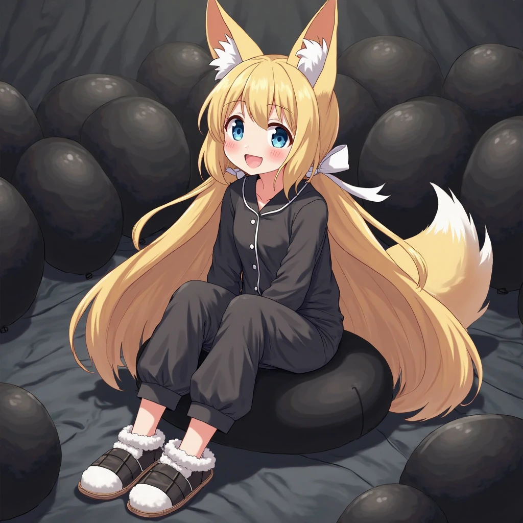 (high quality), big belly, (vore), orange hoodie, fennec fox hoodie, 1girl , small, cute, fennec fox jumpsuit, pastel brown haired, wink, orange pupils, fake fox tail, cat pose, hoodie on