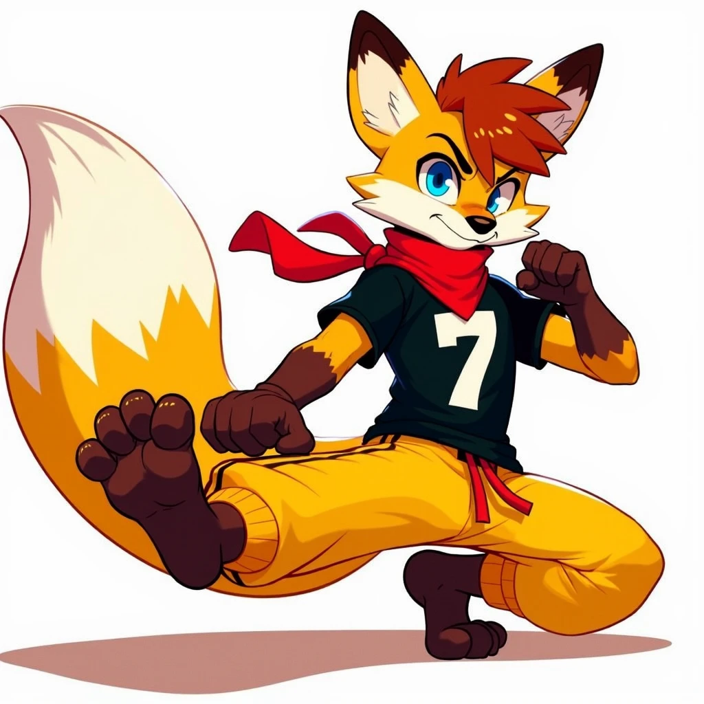 2mâle, anthro, mâle, renard, (Miles Tails Prower, tails the renard), yeux bleus, contexte détaillé, Meilleure qualité, 1boy animal ears animal nose bag belt yeux bleus blue sky brown bag brown belt closed mouth day renard boy renard ears renard tail full body furry furry mâle gloves goggles goggles on head grass hand up looking up mâle focus multiple tails outdoors red footwear shadow shoes sky smile sneakers socks solo standing tail two tails white gloves white socks yellow fur fat ass small dick