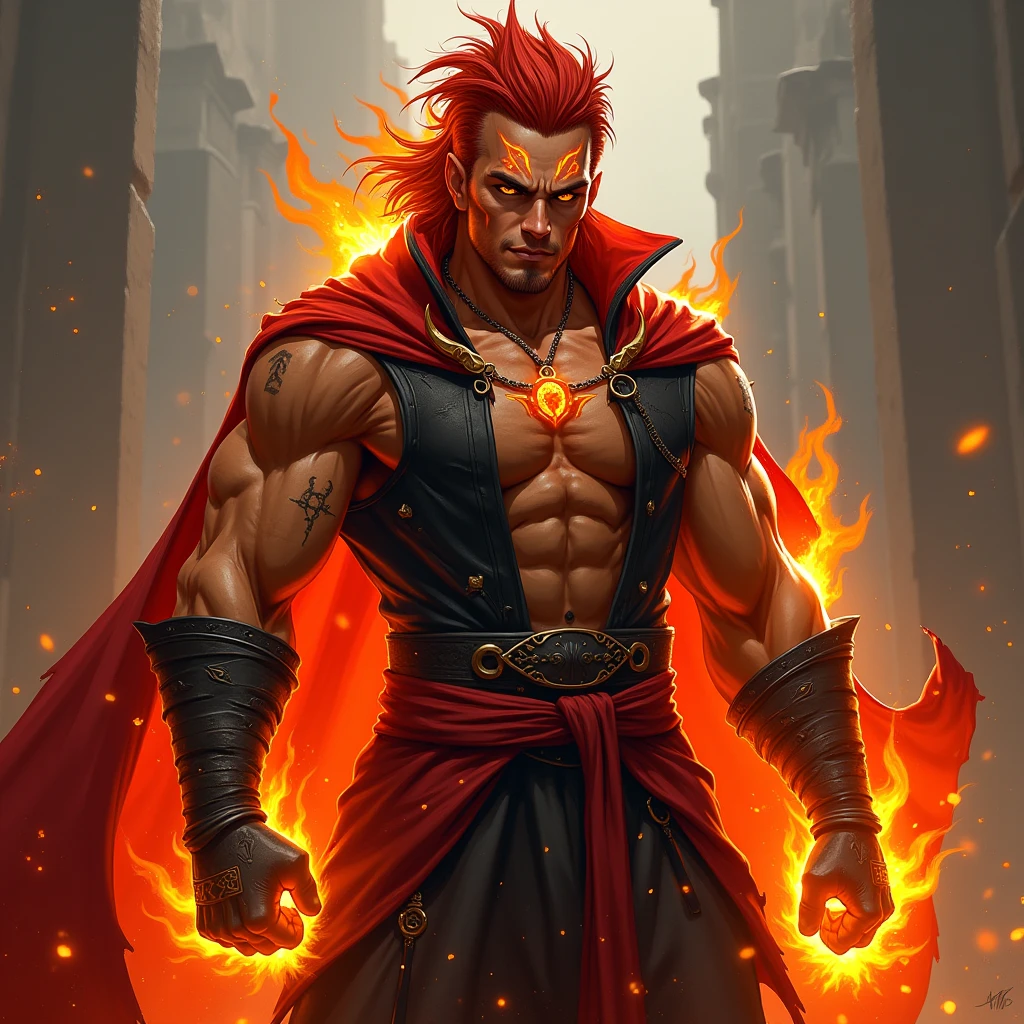 A god of fire, Very handsome, powerfull, hyperealistic