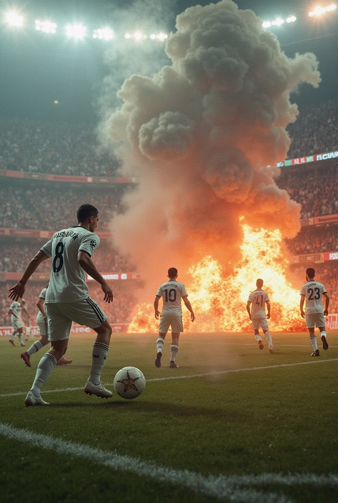 (Photorealism:1.2), beautiful woman, four naked women on a football field. two holding the UEFA Cup, full of powder, behind them are football goals decorated with marijuana. there is a neon sign above them "BLACK CHAT". Inside the gate there are boxes of all kinds of pills and bags of powder.,