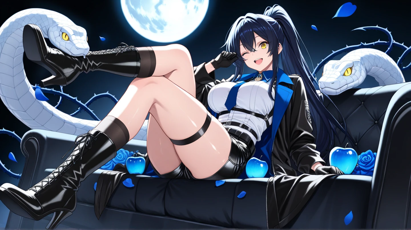 night garden M-shaped legs I can see the pussy uniform Pee Big breasts black hair beauty My crotch is wet Sex