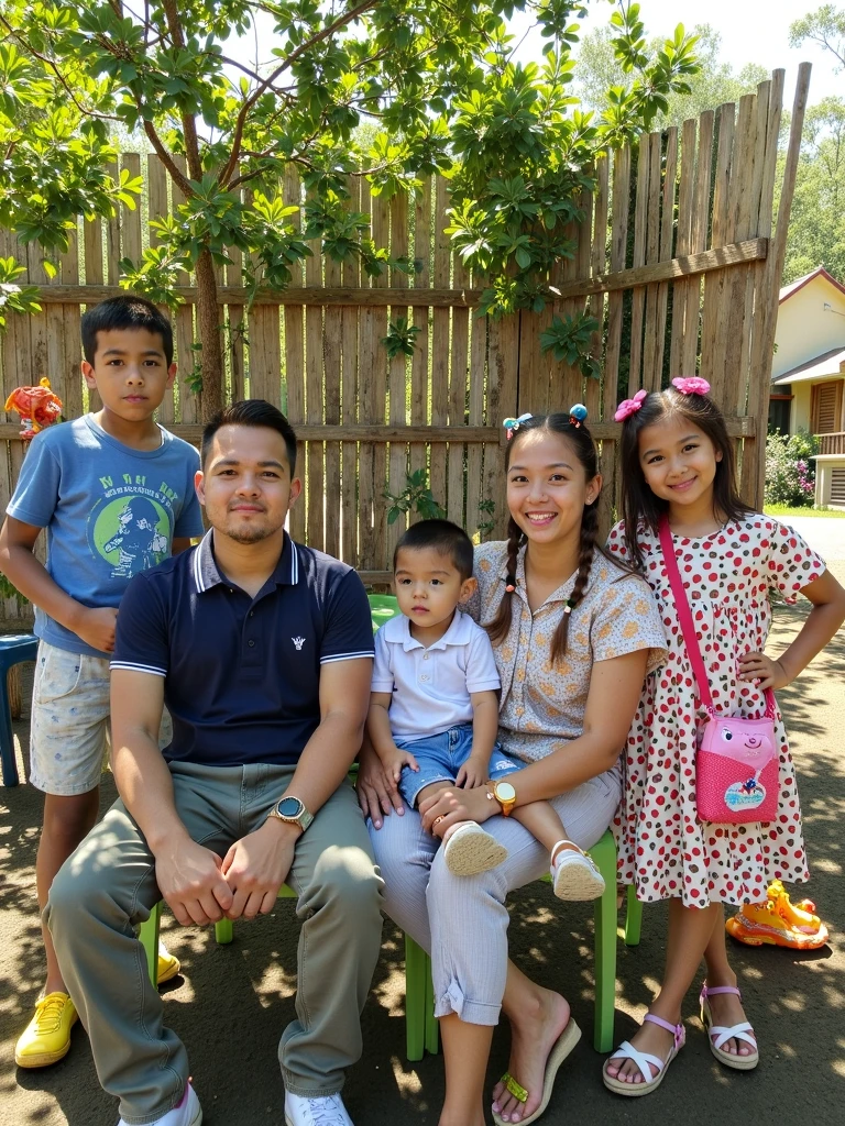 arafed couple holding a baby in a pink dress and a man in a blue shirt, happy family, husband wife and son, old picture, an indonesian family portrait, Realistic