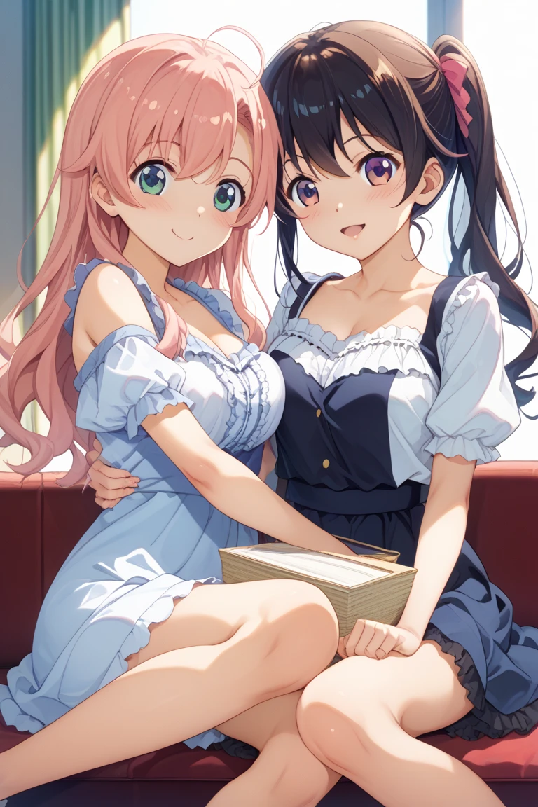 1人、chestnut-colored hair、fluffy and soft hair、Blue eyes、Gingham Check One Piece、setup、huge tit、Lace and ruffles、retro、knee high socks、Enchanted breasts、Enchanted thighs、Pink lip、Pink Nails、Retro and cute room、heart、bow ribbon、Retro Cute、a choker、耳Nipple Ring、A bracelet、cleavage of the breast