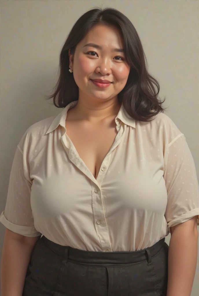 Medium Size Display, Full Body Shot, Depth of the written border, bust, Upper Body, Movie angle, masterpiece, Highest quality, Very detailed, CG, 8k wallpaper, Beautiful Face, Delicate eyes, Otome, alone, smile,Red knitted shirt,skirt,Riding a motorcycle、Overweight, Very fat, Chubby,4K, High resolution, masterpiece, Highest quality, Fine skin, Sharp focus, (Cinema Lighting)