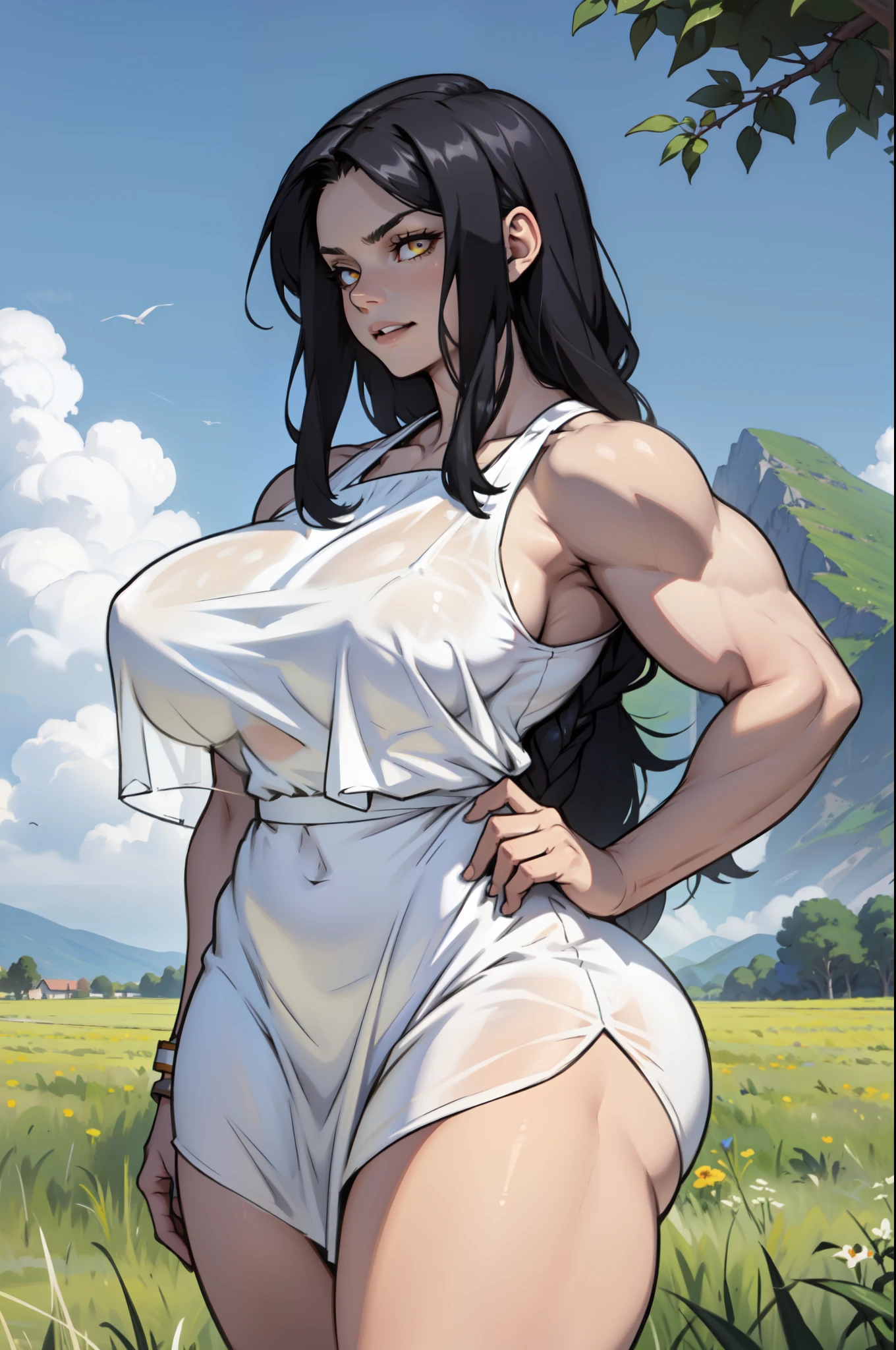 (((massive female bodybuilder))) ((((huge )))) thick sunny sky clouds black hair yellow eyes sundress black hair yellow eyes pale skin solo joyful long straight hair long straight hair long straight hair long straight hair long straight hair long straight hair long straight hair long straight hair long straight hair (NSFW)