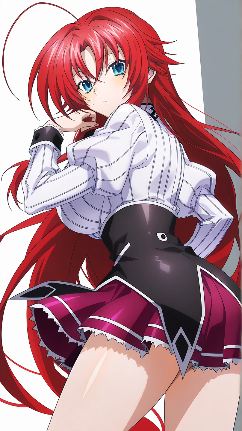 silk crop dress, silk panties, laced back, ,Rias_Gremory, black ribbon,
