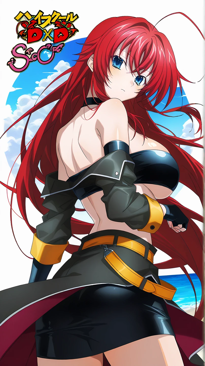 (best quality:1.3), Rias Gremory , peituda, clivagem,  sedutora, rosto sexy,  sexy, body curvy, bunda grande, peitos grandes, (pov: ass) , (pose: crouched), ( Praia) , sbikini