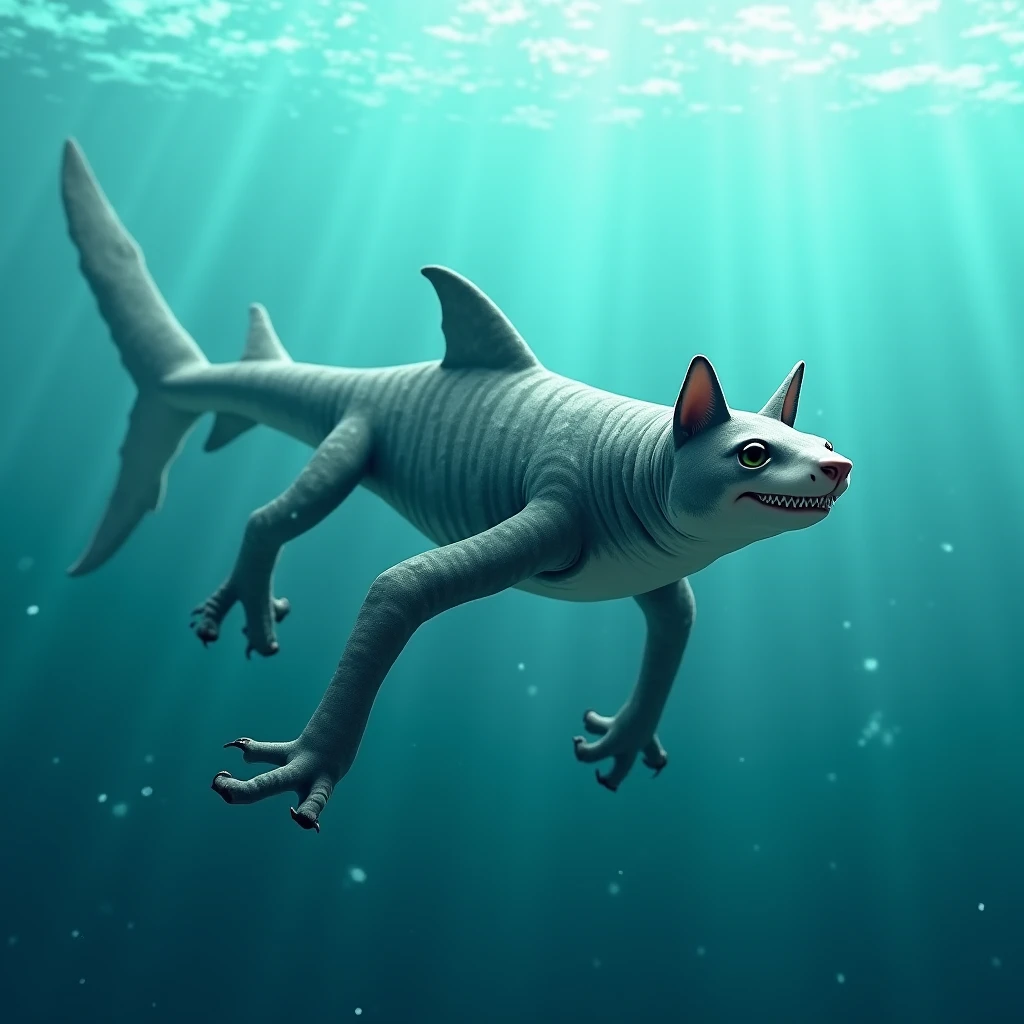 mythical creature, mix of dog, muräne und capibara, aquatic life