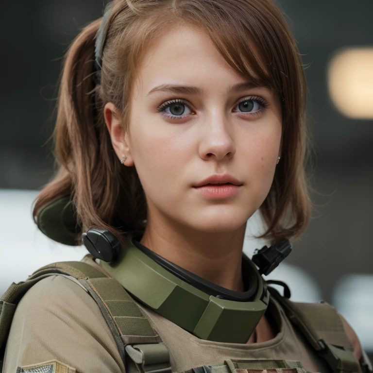 ((Best quality)),((masterpiece)),(highly detailed:1.3),special forces,robort,female with thick voluminous hair (wearing camouflage_uniform:1.1),body armour,cape,digital (camouflage:1.3),flower_style,