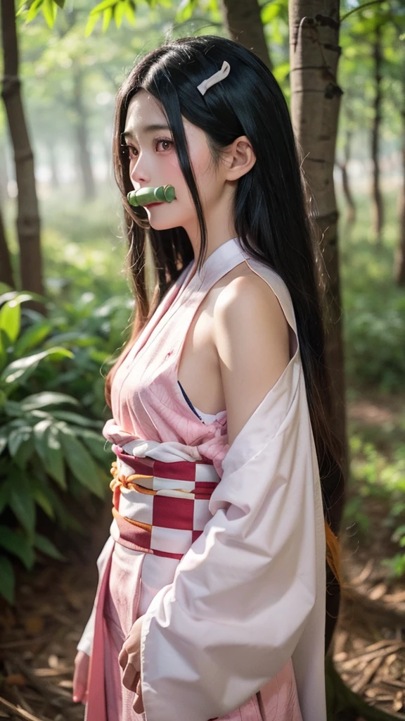 Anime dark skin geisha green eyes long legs