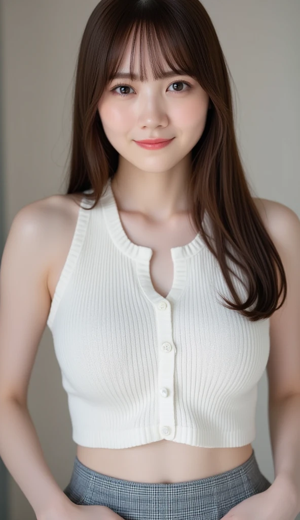 matured female , best quality, hires, detailed face , blouse , smile