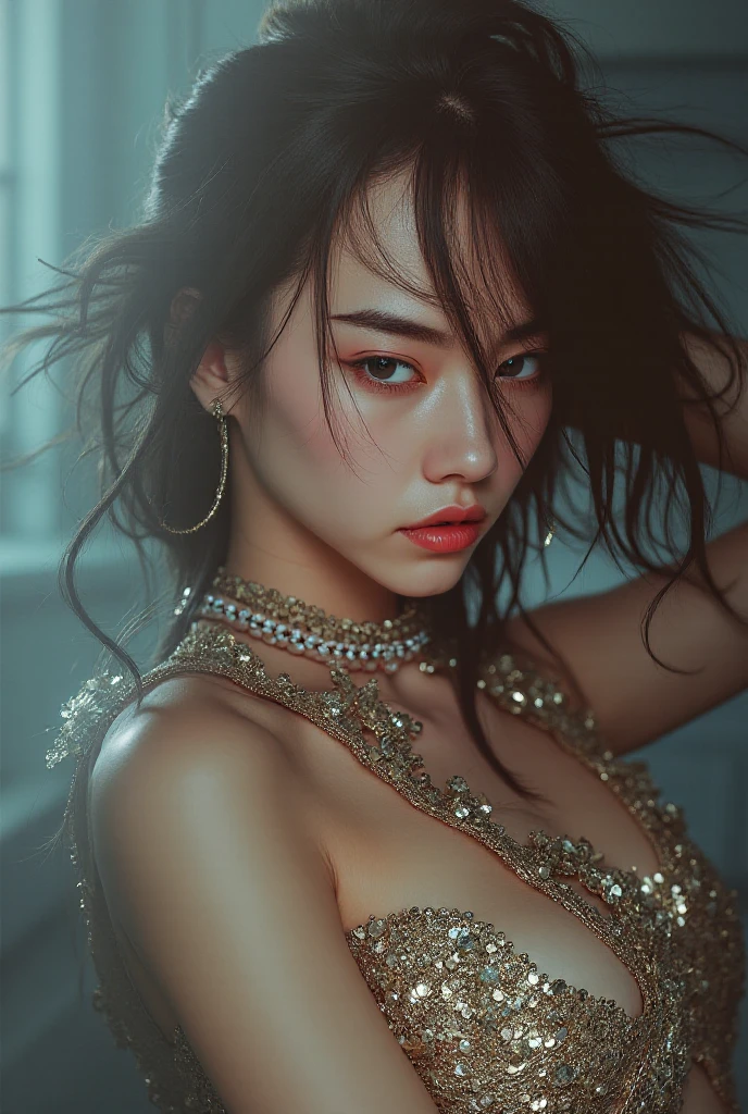 araffed asian woman in naked posing in a bedroom, gorgeous chinese model, gorgeous young korean woman, beautiful south korean woman, korean girl, beautiful asian girl, japanese model, japanese goddess, beautiful young korean woman, asian girl, korean woman, beautiful asian woman, sexy girl, sexy body, asian, seductively looking in front, sultry body with sexy belly