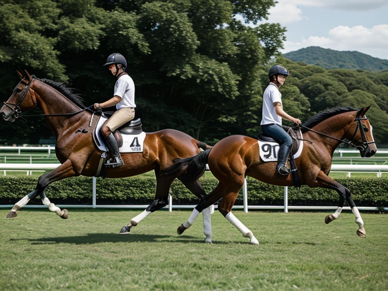 Realistic horses、 black flag、foot、runs、Slightly from the side、null、lawn、