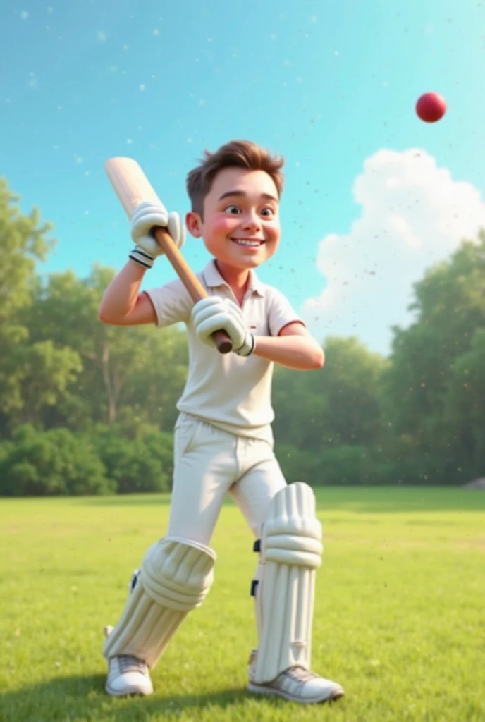 A child of two years playing cricket in stadium
By bat with 6 short