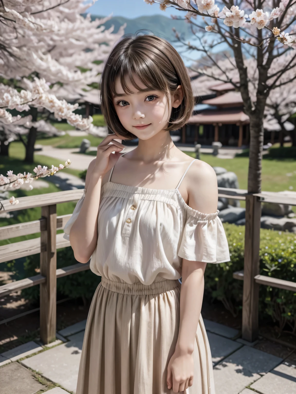 Ultra High Resolution, (Realistic: 1.4), RAW Photo, Best Quality, (Photorealistic), Focus, Soft Light, (()), ((Japanese)), (Front, Young Face))), (Depth of Field), (One Piece), Masterpiece, (Photoreal), Woman, Bangs, (( off-the-shoulder top, Bedroom, 1 Girl))