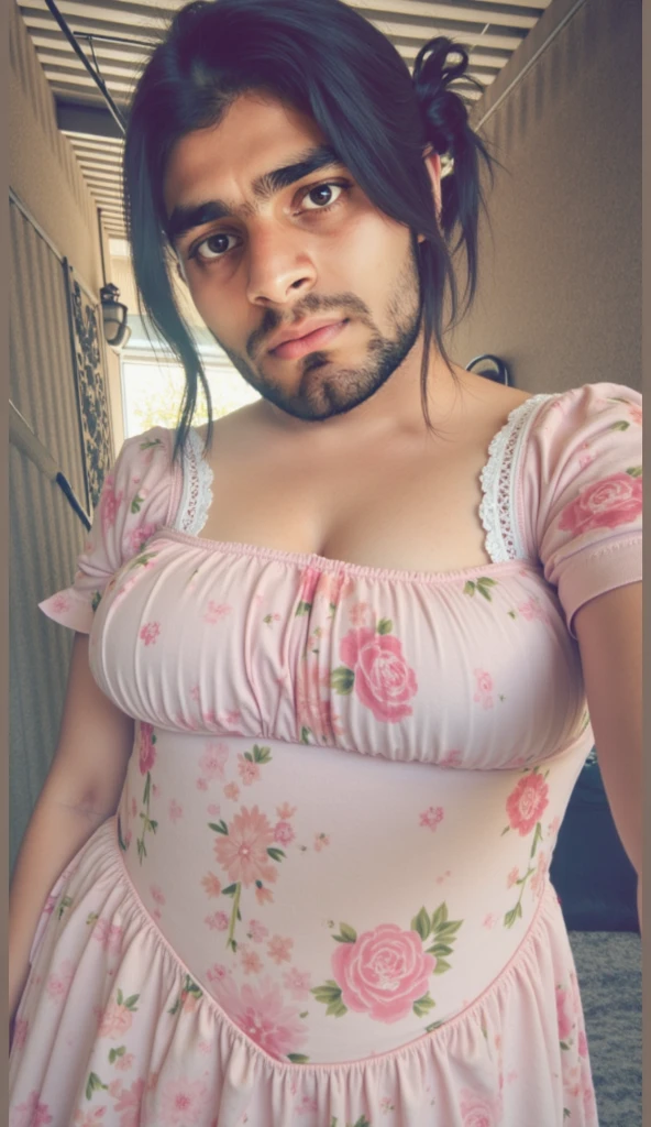 Marrying a beautiful woman with pink hair and full breasts Marrying a brown Brazilian man with a mustache dark blonde wavy hair, The two are very happy , the guy is 181 cm tall and the woman is 1,59 cm tall, the woman has a butt too, wears glasses and has brown eyes like her husband