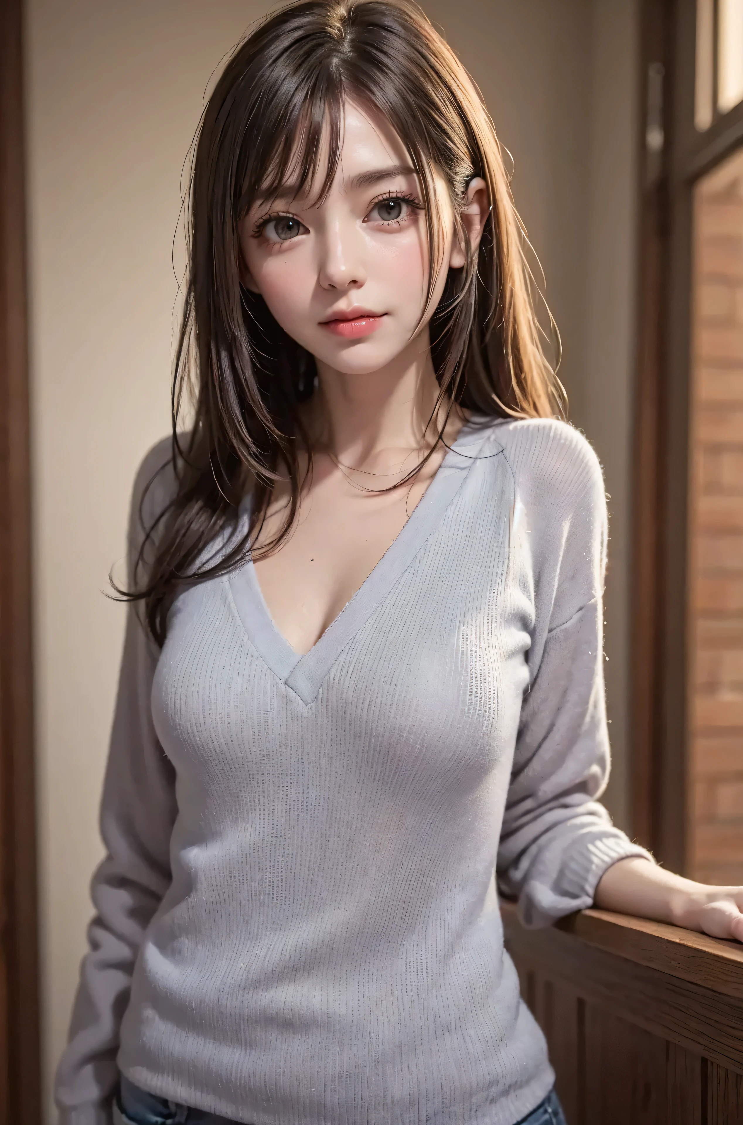 ((Highest quality)), ((masterpiece)), (detailed), One person, Off-the-shoulder sweater,