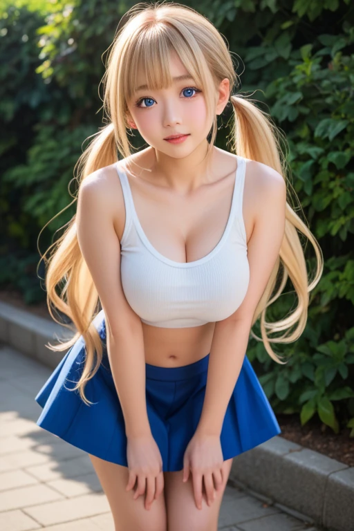 Super detailed、Particles of light:0.5、、Beautiful cleavage、Beautiful Blue Eyeouth half open、Natural Texture、Lace shorts、Sticking out tongue、Dripping cloudy saliva、wet body with milk、Crystal clear blonde hair、Ultra low rise flare pants that show off your pubic bone、Bold Pose、Platinum blonde long twin tails、ribbon