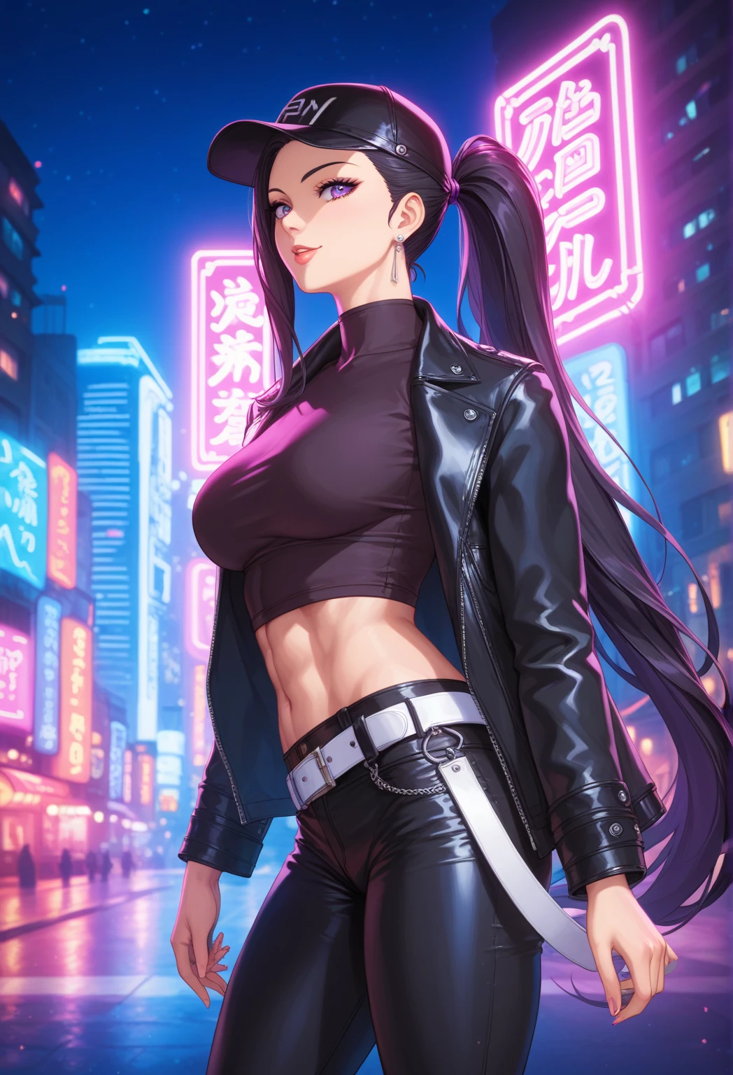 une femme dans une robe violette et des bas noirs posant, Nico Robin, seductive anime girl, Iouri Misaki, Oppai, Maya Fey de Ace Attorney, Oppai Cyberpunk, Anya de la famille Spy X, Portrait de Tifa Lockhart, succube en robe courte moulante, Misato Katsuragi, seductive tifa lockhart portrait, beautiful alluring anime woman