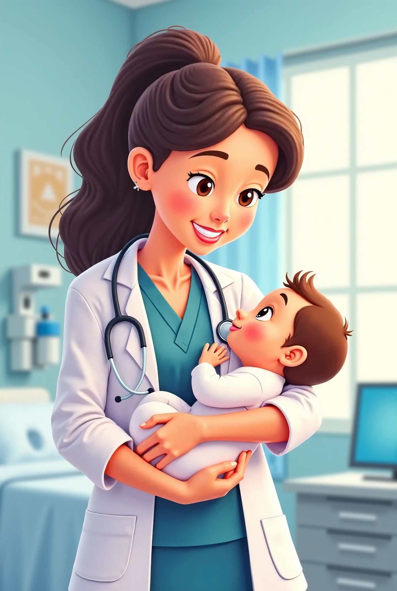 Pediatra women with baby 