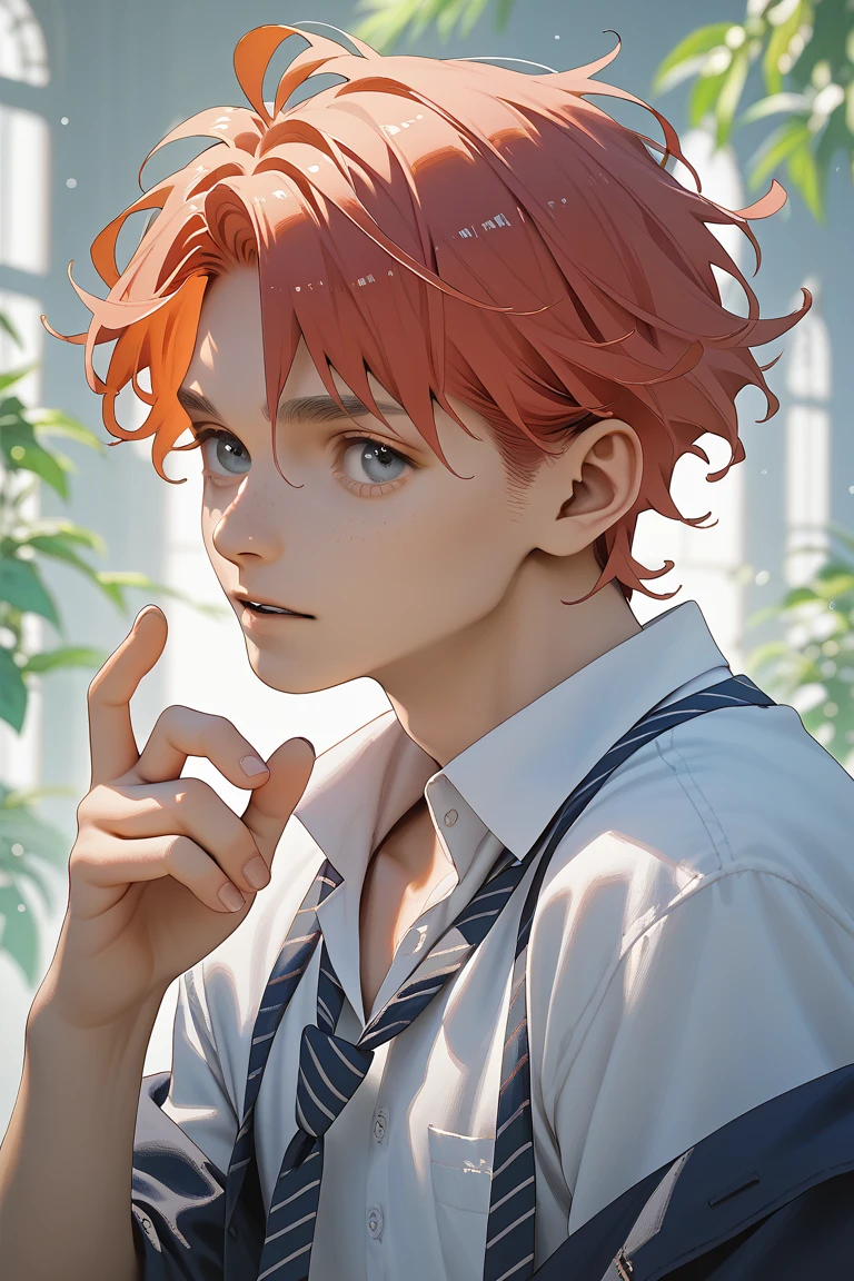 painting of a boy holding a bunch of red berries in his hands, an expressive digital painting, soft digital painting, a digital painting, digital painted, unrealistic character concept, red haired girl, soft portrait, red haired teen boy, portrait of max caulfield, digital painting, speedpaint, digital sketch, portrait of a small character, speedpainting, digital matt painting