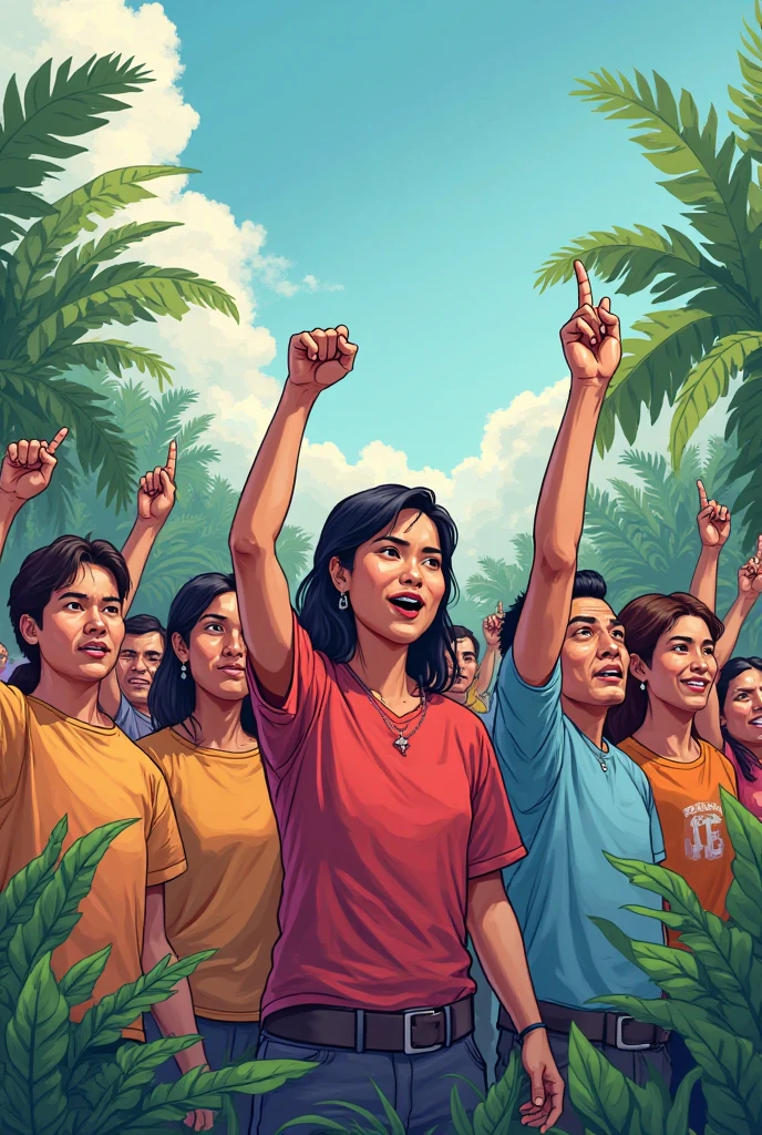 people holding Indonesian flags, retro poster, retro art, minimalistic, 1970s