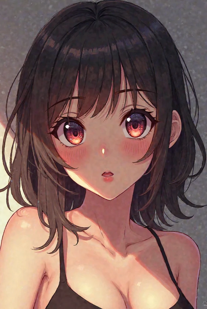 One girl, Large Breasts, Shortcuts, High resolution, masterpiece, Blushing, Close your mouth, Open your mouth a little, ribbon, Simple Background,