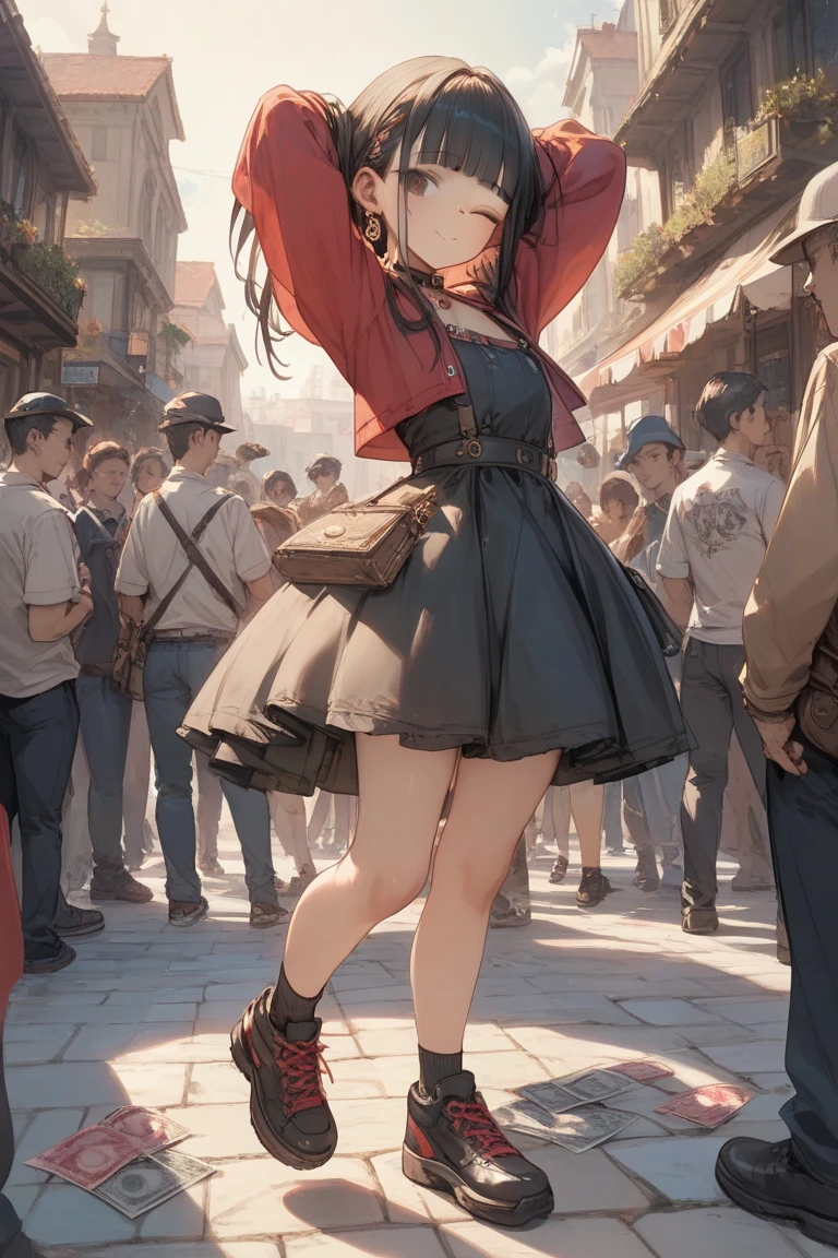 (best quality, masterpiece, intricate detail), marching scenery, 6+others,
dynamic angle, full body, best photo pose, human body ratio, perfect body proportions, glamour shot of girl,
(in amusement park), ride, Ferris wheel, marching band, wearing modern and colorful Marching Band Uniform, marching band cap, Lively, cheerful music, vibrant marching and performance, Balloon in sky,
<lora:add_detail:0.5>,