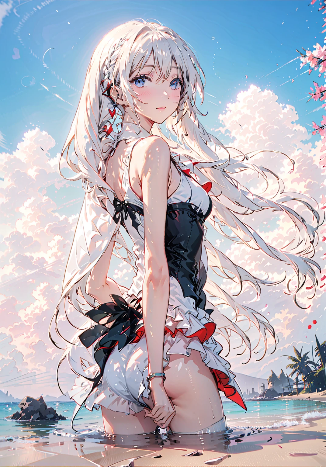 Anime girl with long white hair and pink dress in the wind, loli in dress, pretty anime girl, Beautiful anime girl, lollipop, anime best girl, Anime girl with long hair, white-haired god, Girl with white hair, anime visual of a cute girl, Cute anime girl, Splash art anime Loli, (Anime girl), nyaruko-san