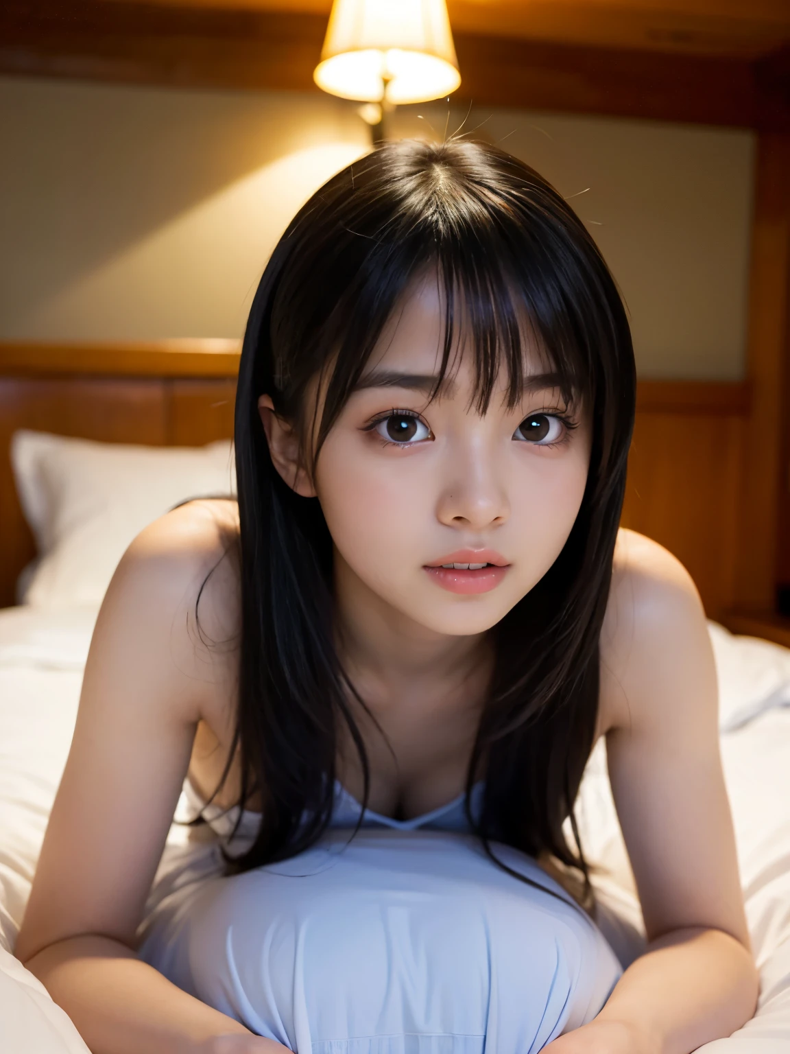 (Highest quality, Highest quality、Masterpiece, detailed、Ultra-realistic), Beautiful and delicate、Portrait of a 13 year old girl,、13th Generation、Calm and gentle look, Model for painting、AI will randomly decide whether to be naked or half naked、Nude Model、Beautiful nipples、The background is a room at home、Atelier、Small breast size、Her legs open towards me in an M shape.、Spread your legs、detailed、Accuracy、Body facing forward、Embarrassing、Poses are generated randomly and in various ways.、Short Hair,Poses are randomly generated by AI、Hairstyles are also randomly generated by AI.、Hair color is also randomly generated by AI、chest is not that big、Beautiful breasts、innocent、Young、immature、The AI will randomly decide the size of the breasts, whether they will be B cup or C cup.、Not big breasts、No breasts larger than a D cup、delicate