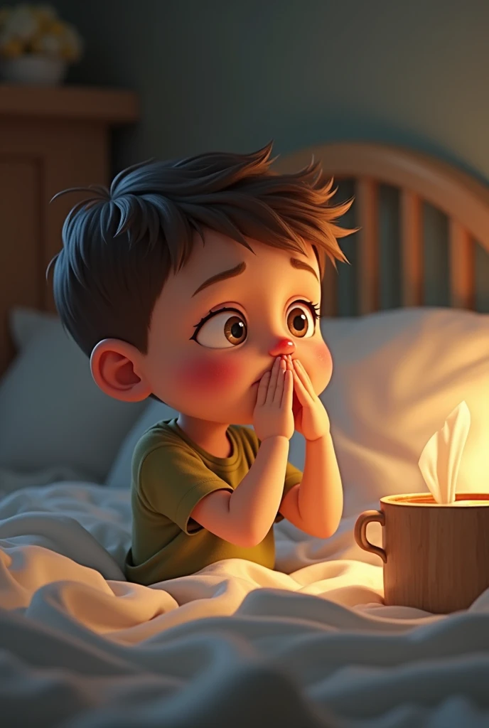 sick kid having flue animated