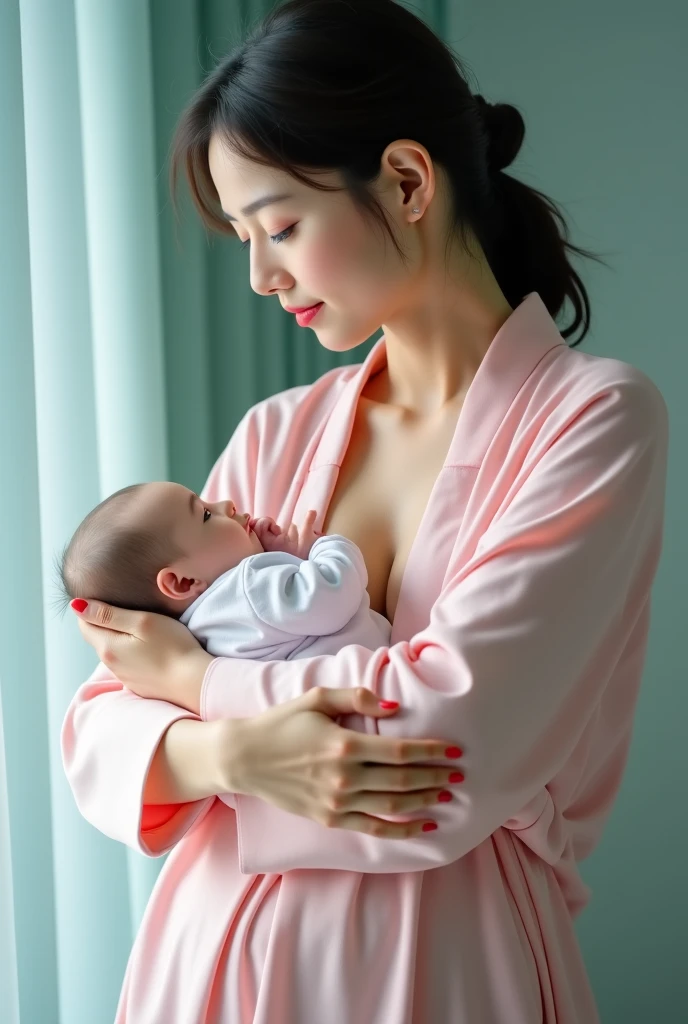 Cute chinese girl, wears chinese traditional shirt, ((big boobs out from shirt)), ((i can see her pussy)),  out, sex position, step sister, fatal position, realistic, i can see  and pussy, breastfeeding, masturbation