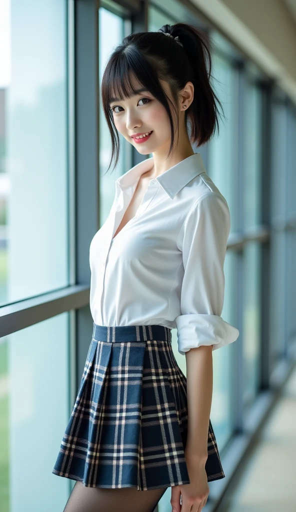 (8K、top-quality、masterpiece:1.2)、(realisitic、Photorealsitic:1.37)、ultra-detailliert、 1 人、cute little、Soio、Beautiful detailed sky、Detailed Cafe、natta、sitting on、date、(Nasal blush)、 (A smile:1.15),(Closed)small tits,Beautiful fineness,(shirt with collar:1.1),natta,Wet,Business Wear,Sateen,White lace,(short-hair:1.2),Floating Hair NovaFrogStyle,An 18-year-old woman、Happy smile