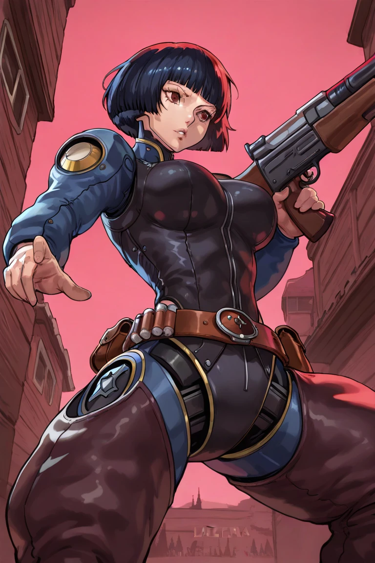 (((homem))), (((melhor qualidade))), (((obra prima))), (((adulto))), Um guerreiro mulher de 35 anos com corpo perfeito, Brooklyn Gladiators, (( under boobs )), estilo selvagem urbano de Simon Bisley para a capa da revista Heavy Metal, cabelo loiro, armadura, cheio de pontas e rebites, tatuagem tribal, (((do joelho pra cima))), cabelo desalinhado