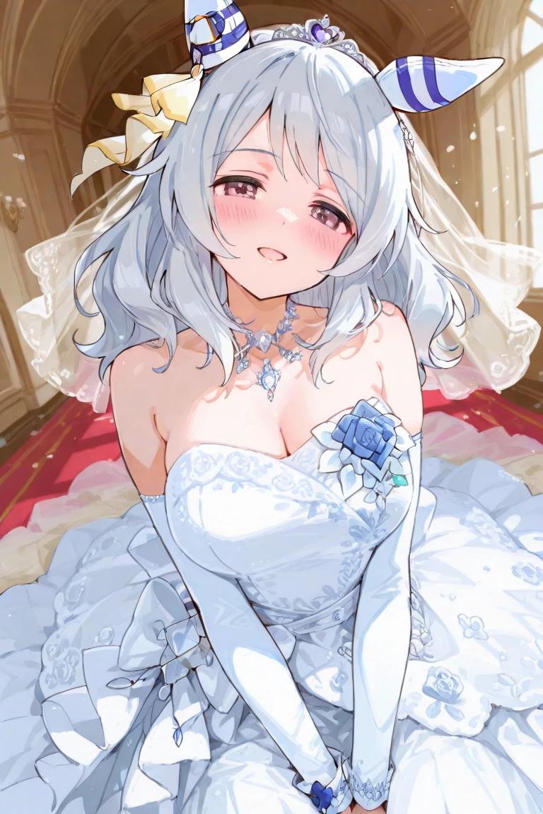 (looking_at_viewer:1.1),Smile,solo,slim,
(CHIBI1.3),(full body),simple_background,
<lora:(ç¢§èèªç·)ä¼æ¥­é¢¨æ ¼.enterprise_v1:0.9>,
aaenter,purple eyes,white hair,(long hair:1.1),large breasts,
bridal veil,crown,choker,cleavage,bride,wedding dress,white dress,long dress,