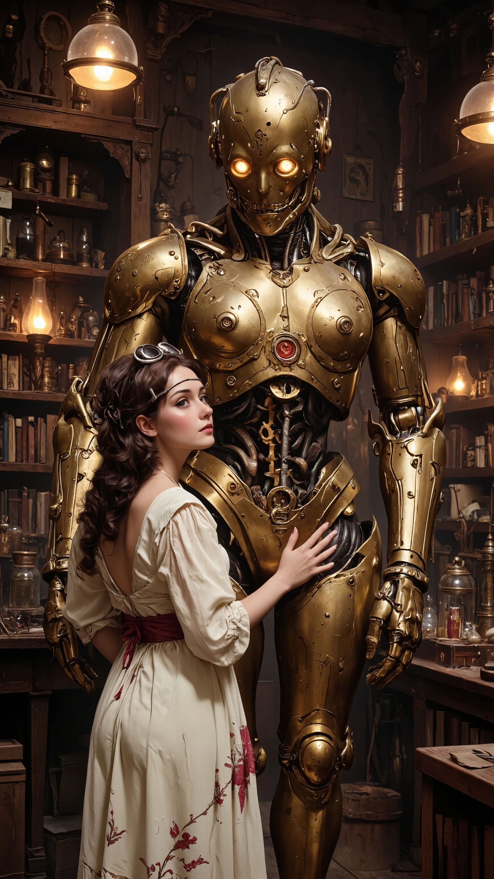 19 century, robot and Dr. young girl,
