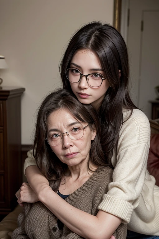 elderly mother and adult male son