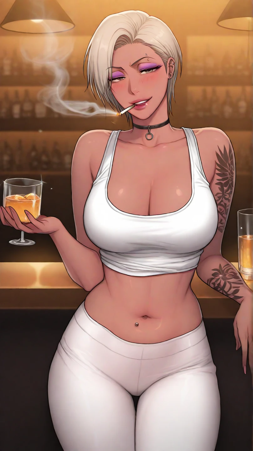((multiple thick body mature women age 40 American milf super model))wearing topless and thong panties, outdoor kitchen patio, smiling greeting viewer, ((wearing topless show pasties sfw)), viewer on the floor, lab coat, necklace, earrings, hair in big bun