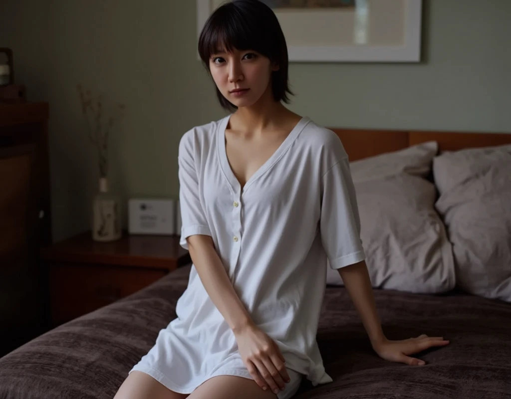 Best quality,masterpiece, (photorealistic:1.4), (1 girl), (shirt with open breast:1.2),(big breast:1.3), nude,