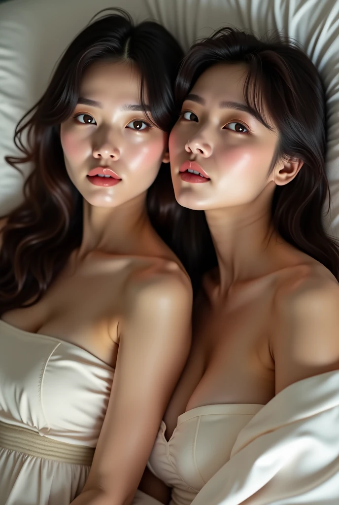 Practical photo, 2 Japanese women, nude, Lying in bed,Legs open, Detailed face and body, Natural light, high resolution, photoPractical, (best quality,8K,high resolution,masterpiece:1.2),Very detailed,(Practical,photoPractical,photo-Practical:1.37),Practical skin texture,exquisite eyes and lips,Facial details are exquisite,Long eyelashes,Smooth skin,Natural Body Shape