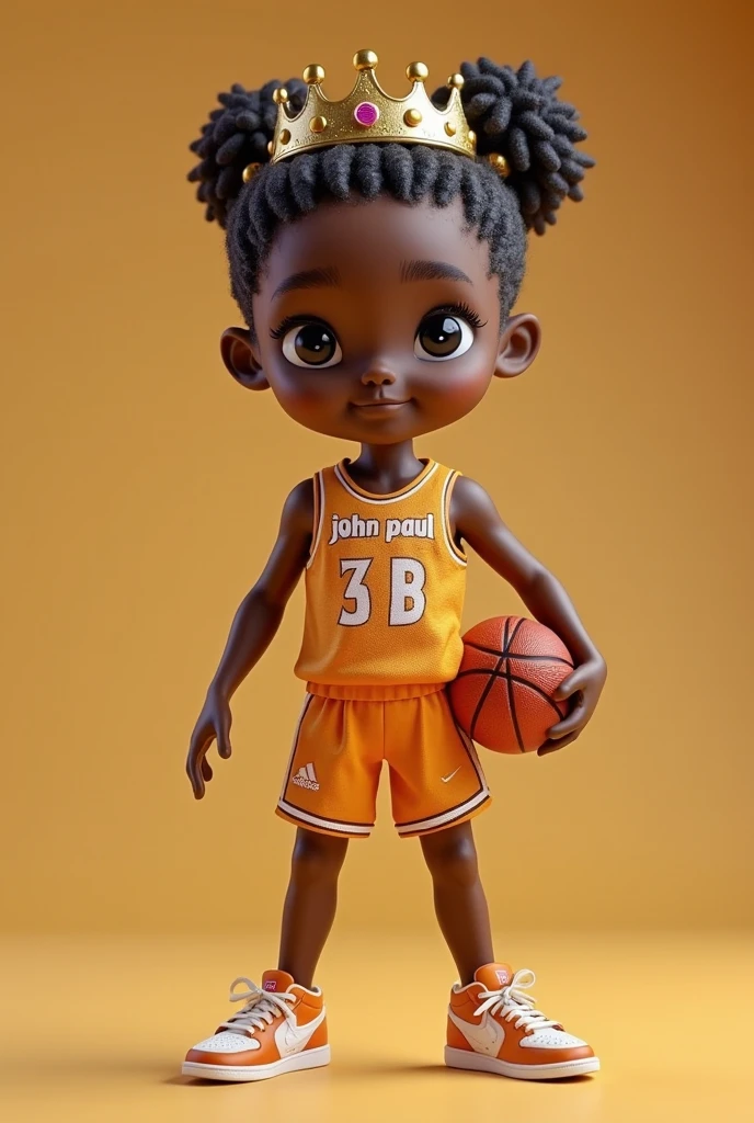 Small male doll with yellow shirt and white shorts, black and brown man holding a tennis racket 